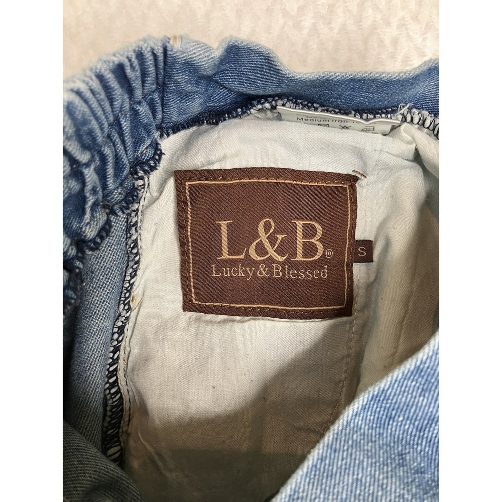 L&B Lucky & Blessed Jeans Small Culottes Western Boho Indie Wide Leg Cropped - Picture 3 of 14